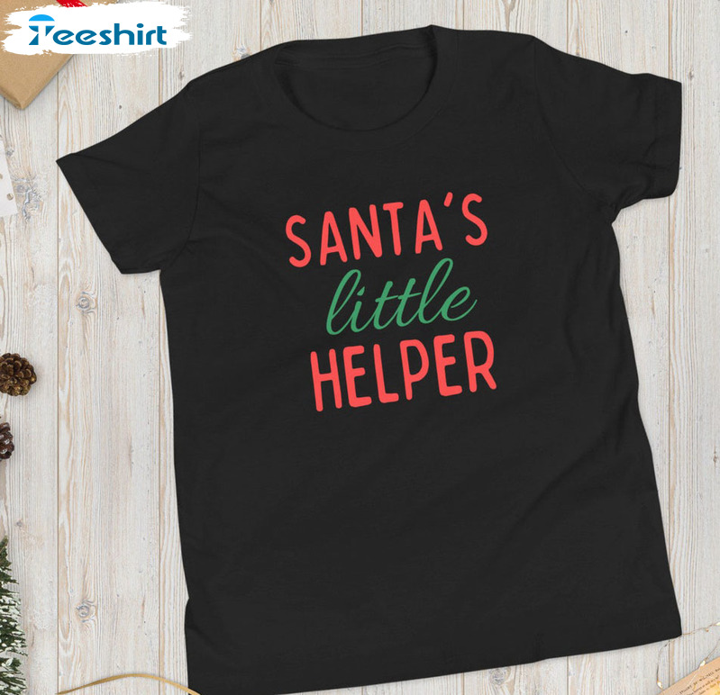 Santa’s Little Helper Shirt, Vintage Christmas Crewneck Short Sleeve