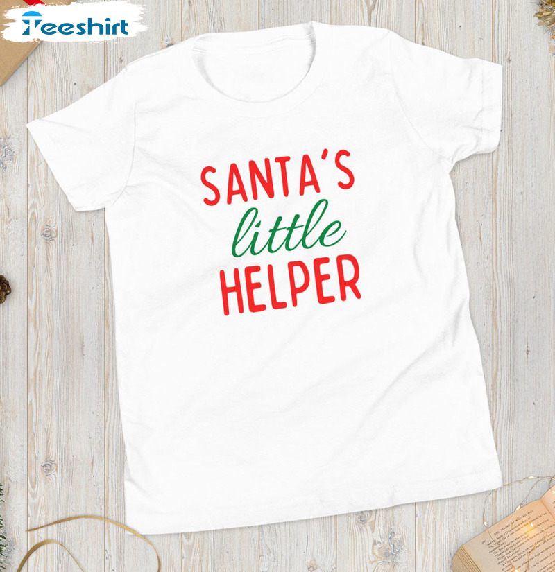 Santa’s Little Helper Shirt, Vintage Christmas Crewneck Short Sleeve