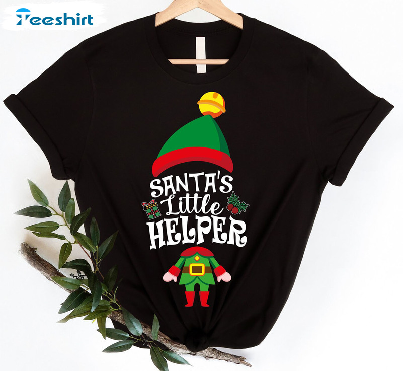 Santa’s Little Helper Sweatshirt, Christmas Elf Unisex T-shirt Short Sleeve