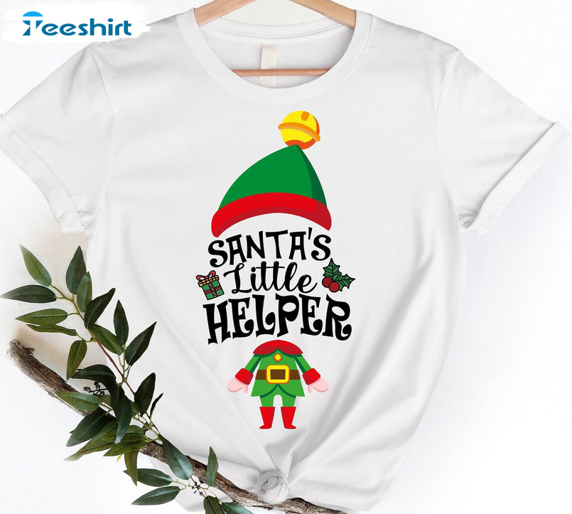 Santa’s Little Helper Sweatshirt, Christmas Elf Unisex T-shirt Short Sleeve