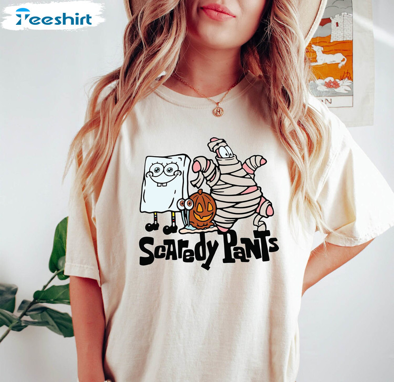 Scaredy Pants Cartoon Shirt, Funny Halloween Short Sleeve Long Sleeve