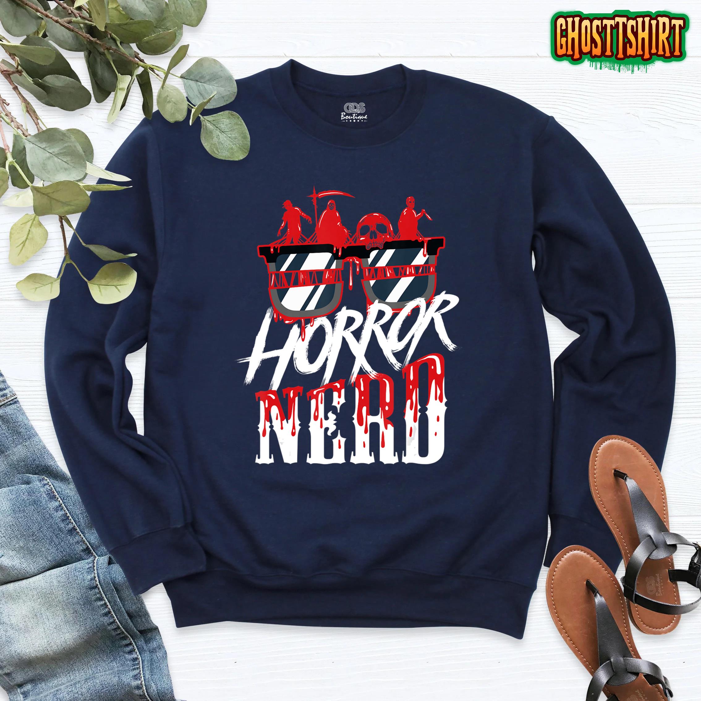 Scary Horror Nerd Bloody Games Glasses Horror Movie Fan Sweatshirt