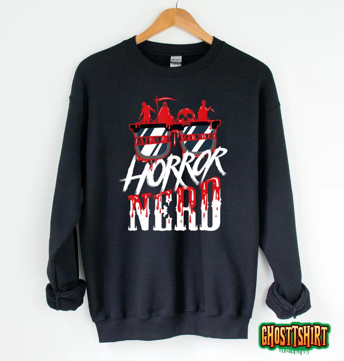 Scary Horror Nerd Bloody Games Glasses Horror Movie Fan Sweatshirt