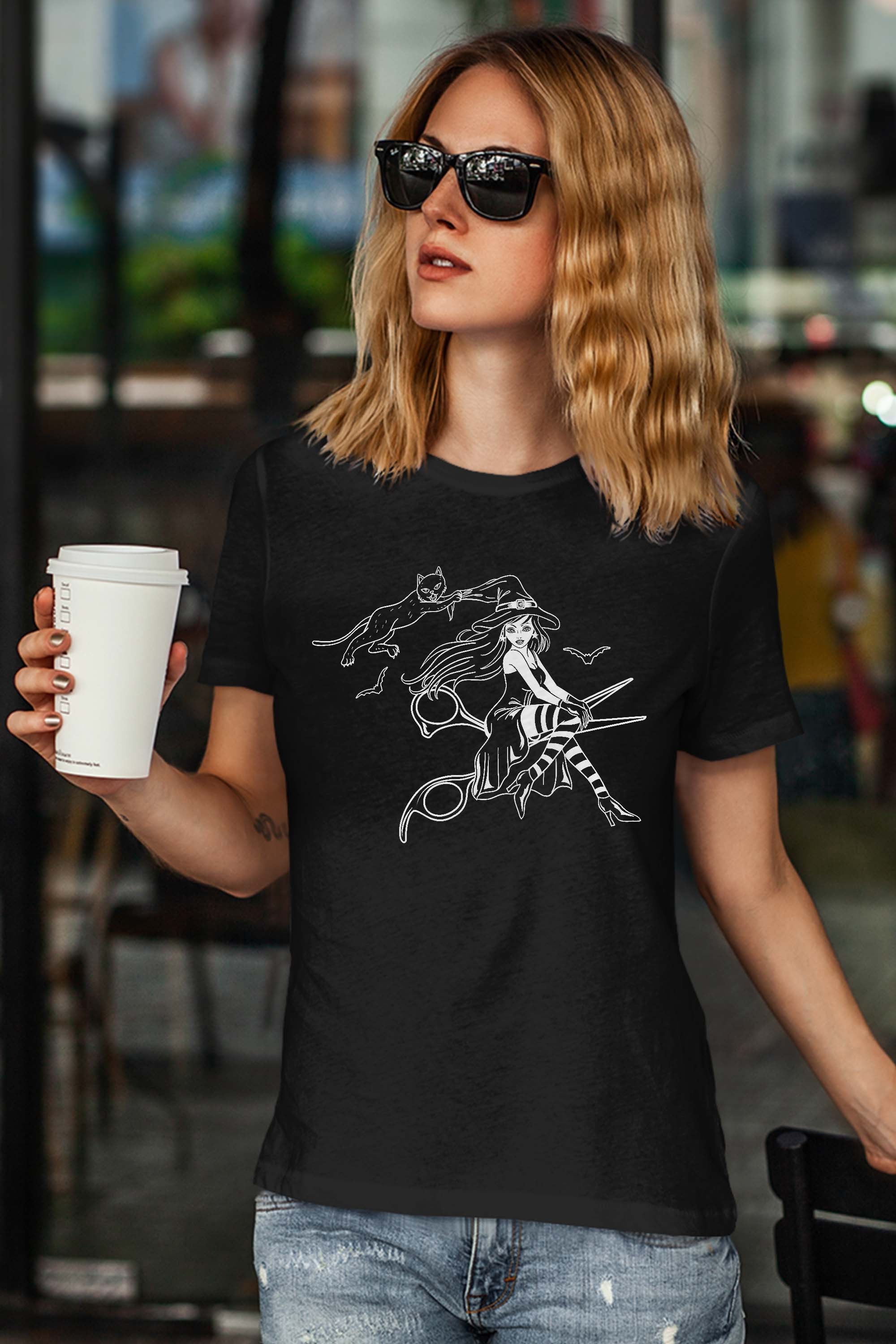 Scissors Hairdresser Witch Cute Halloween Hair Salon Team T-Shirt