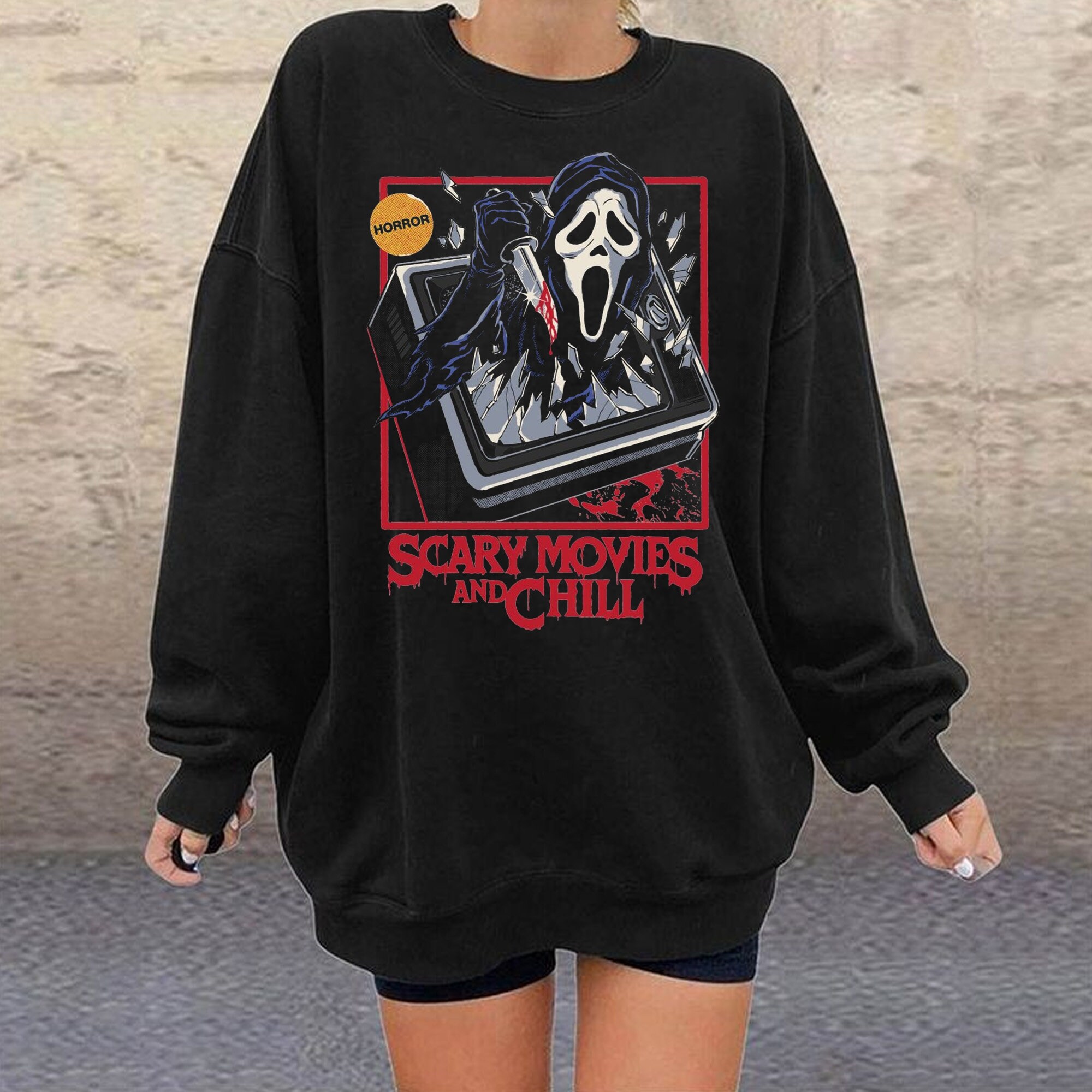 Scream Ghostface Scary Movie and Chill Sweatshirt