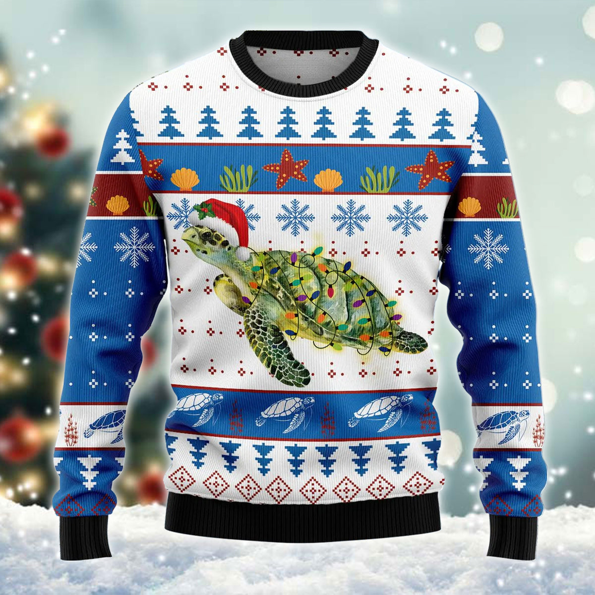 Sea Turtle Christmas Lights Funny Santa Hat Ugly Sweater – Best Christmas Gifts 2023