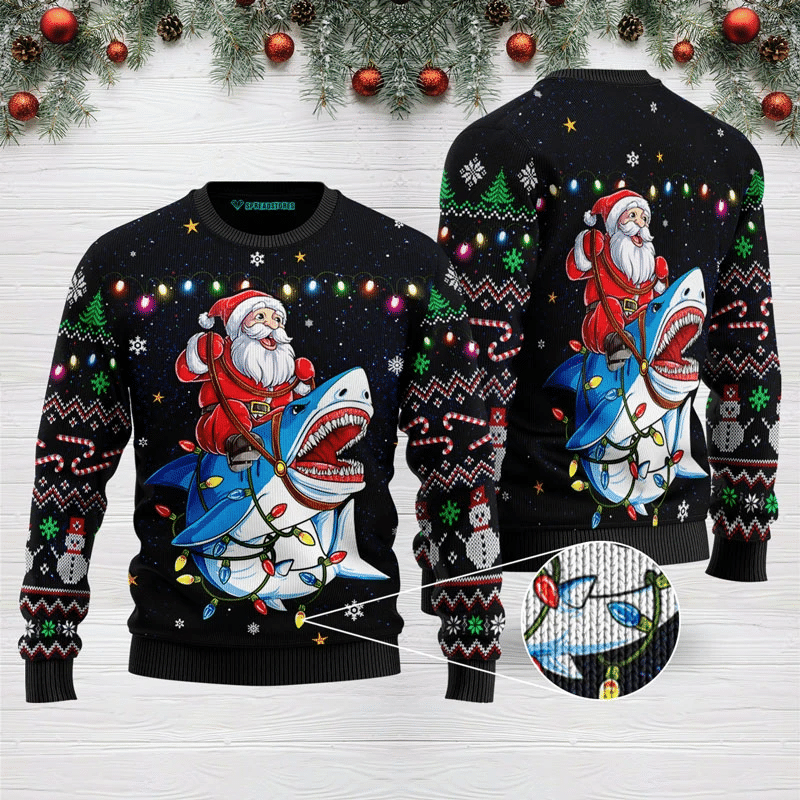 Shark Santa Ugly Christmas Sweater | For Men & Women | Adult | US3130- Best Christmas Gifts 2023