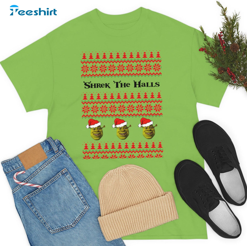 Shrek In The Halls Shirt, Shrek Christmas Funny Short Sleeve Sweater