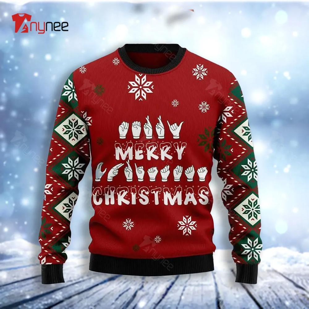 Sign Language Merry Christmas Ugly Christmas Sweater- Best Christmas Gifts 2023