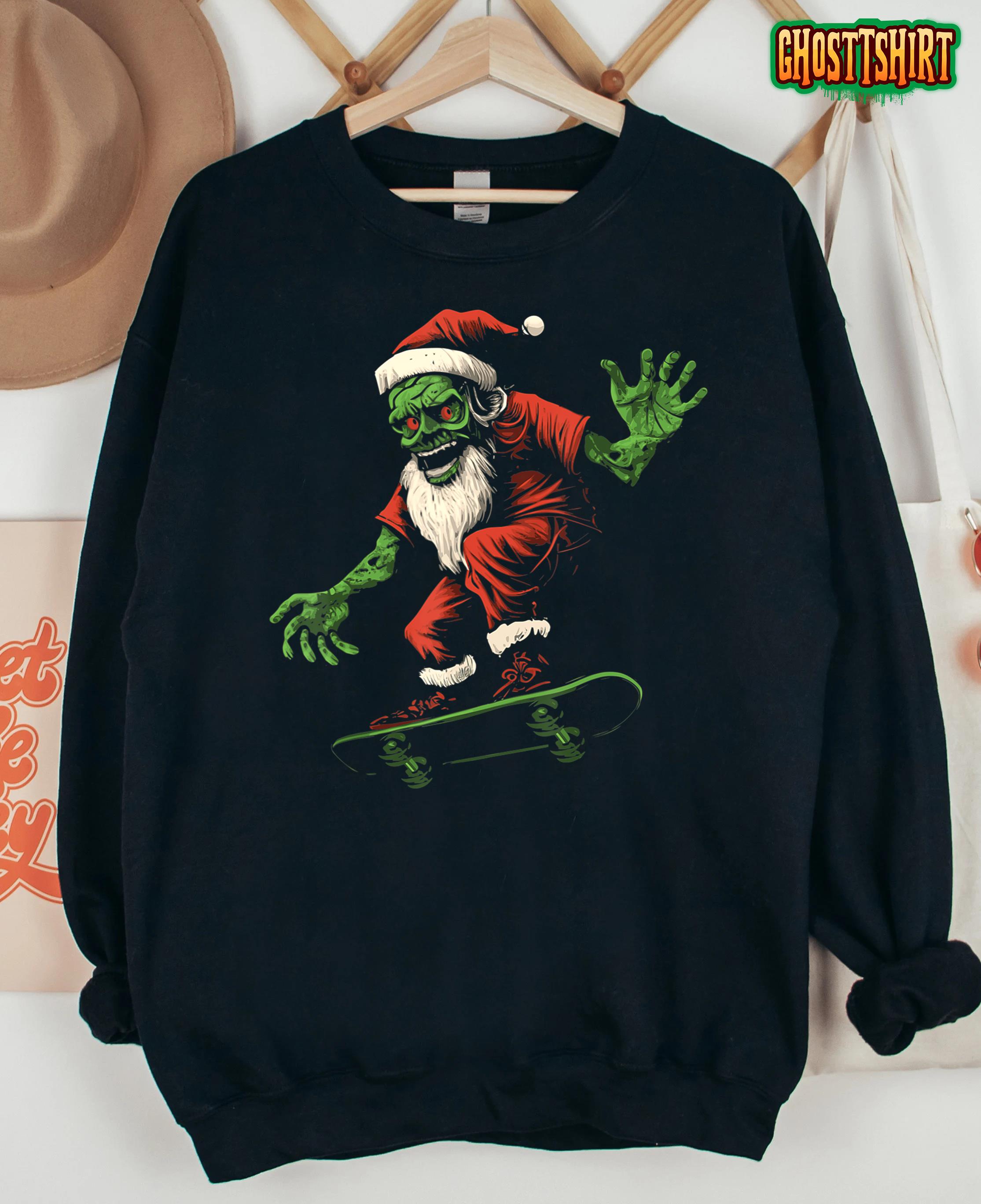 Skater Christmas Skateboarding Santa T-Shirt