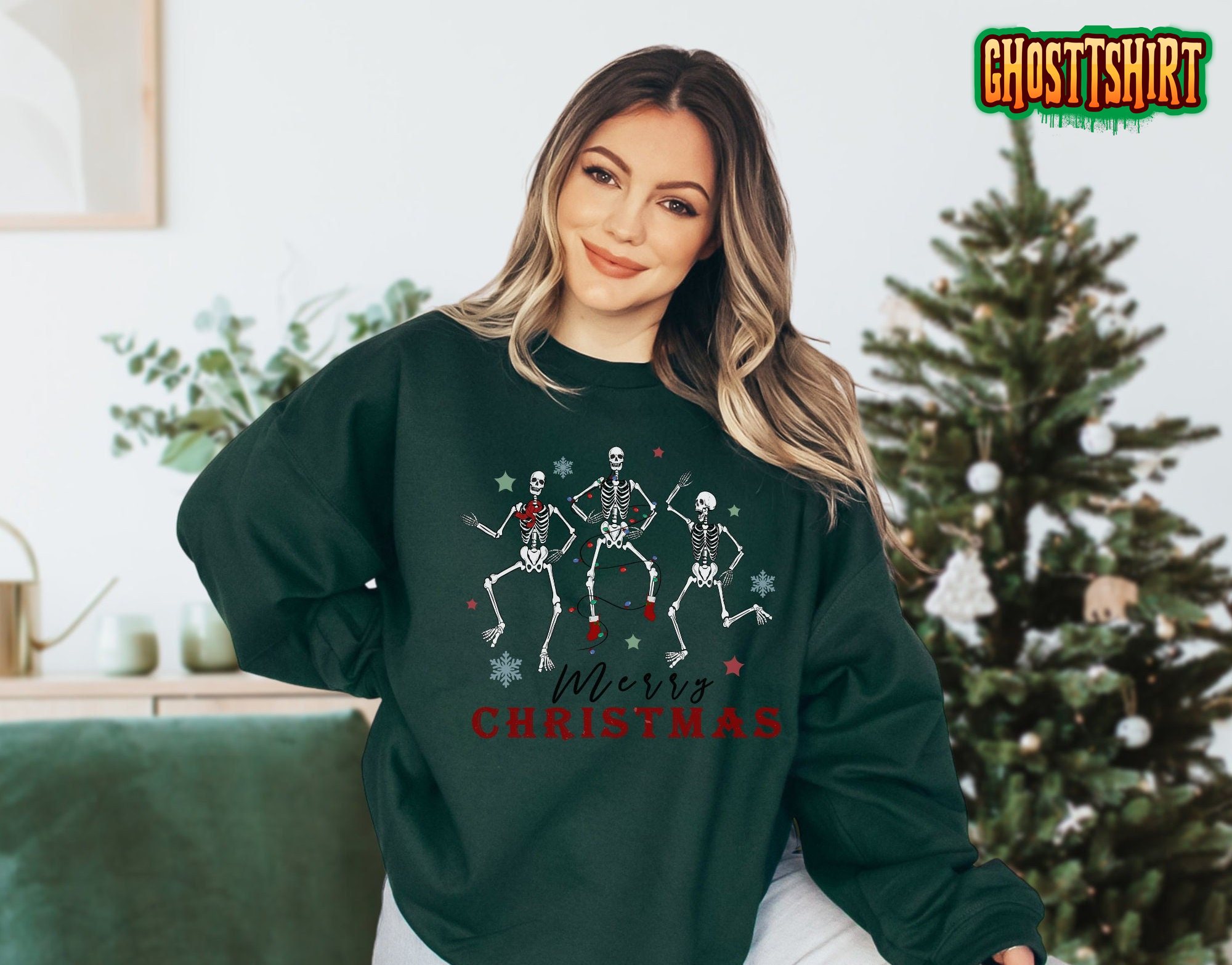 Skeleton Dancing Merry Christmas Sweatshirt