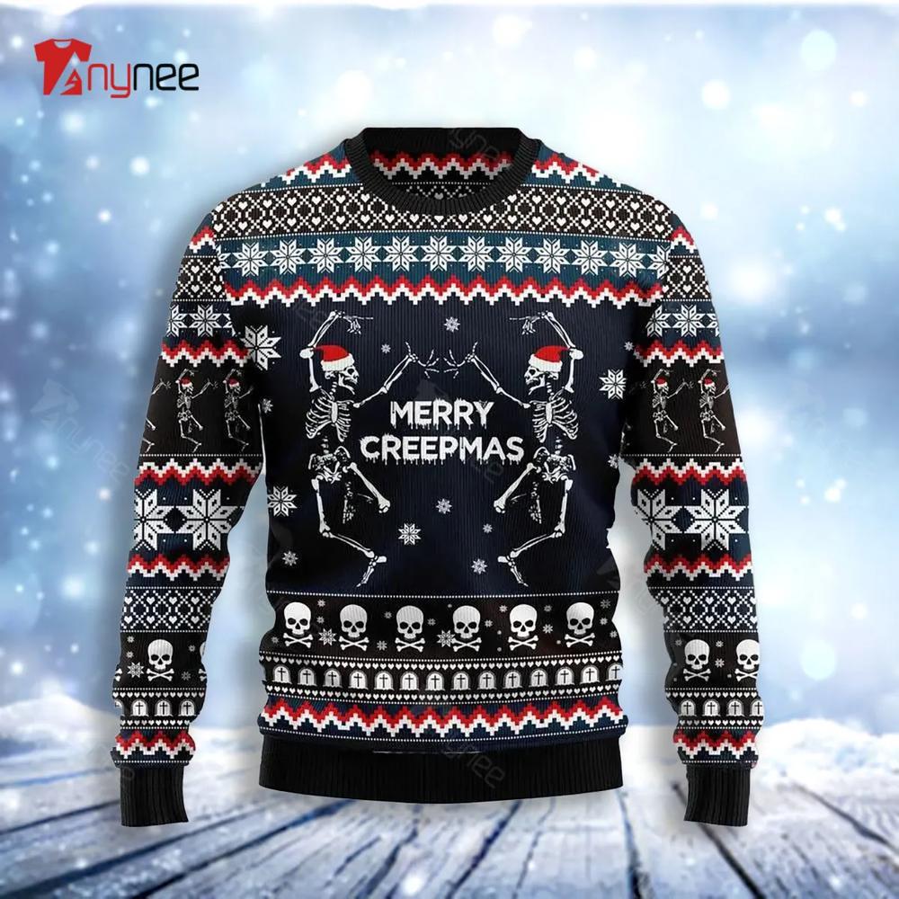 Skeleton Merry Creepmas Ugly Christmas Sweater- Best Christmas Gifts 2023