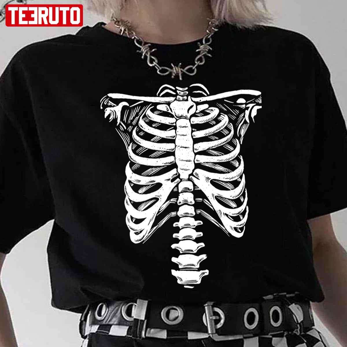 Skeleton Rib Cage Jumbo Print Novelty Halloween Unisex T-Shirt