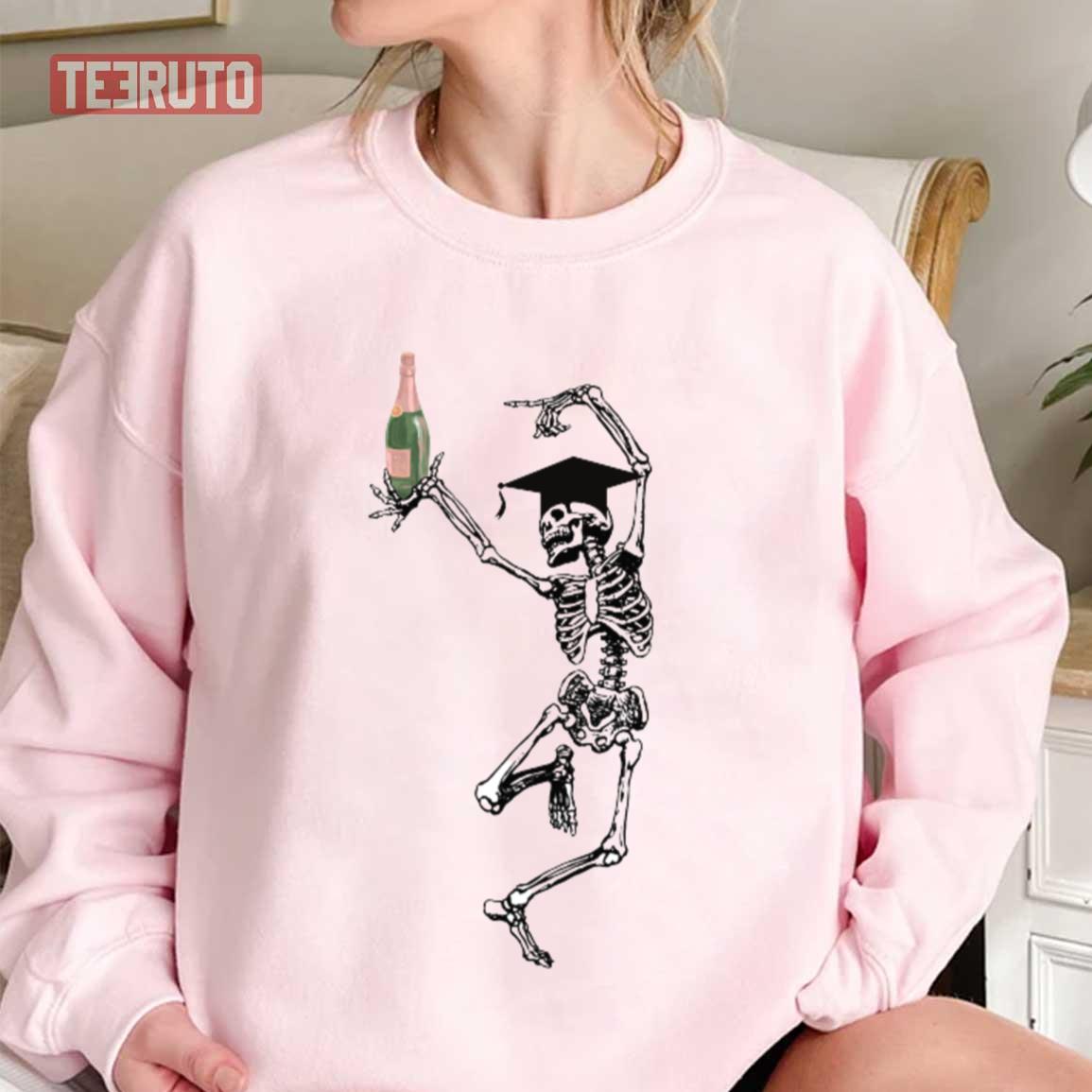 Skeleton With Graduation Hat Halloween Unisex T-Shirt