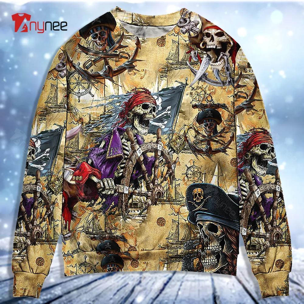 Skull Amazing Pirate Hunting Ugly Christmas Sweater- Best Christmas Gifts 2023