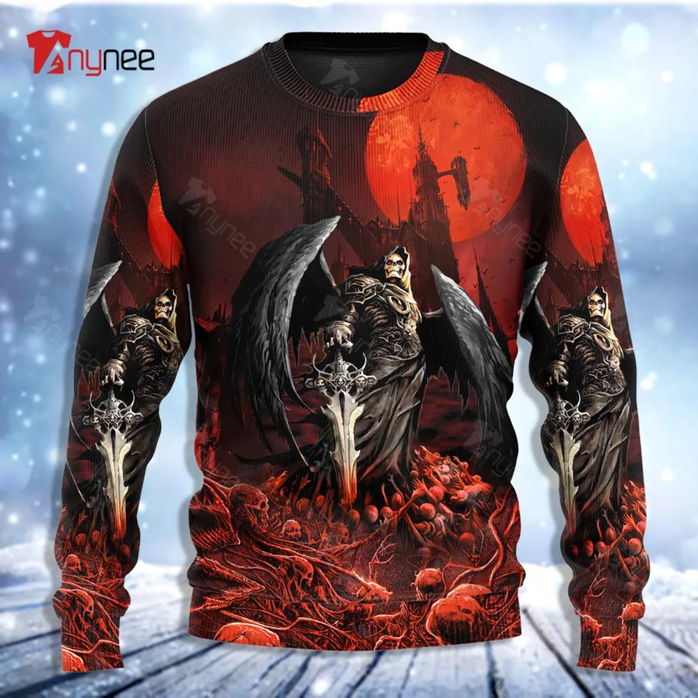 Skull Dark Blood Night Scary Style Ugly Christmas Sweater- Best Christmas Gifts 2023