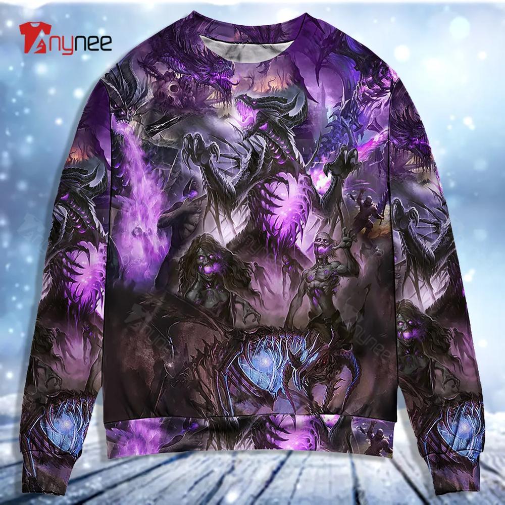 Skull Dragon Love Life Purple Ugly Christmas Sweater- Best Christmas Gifts 2023