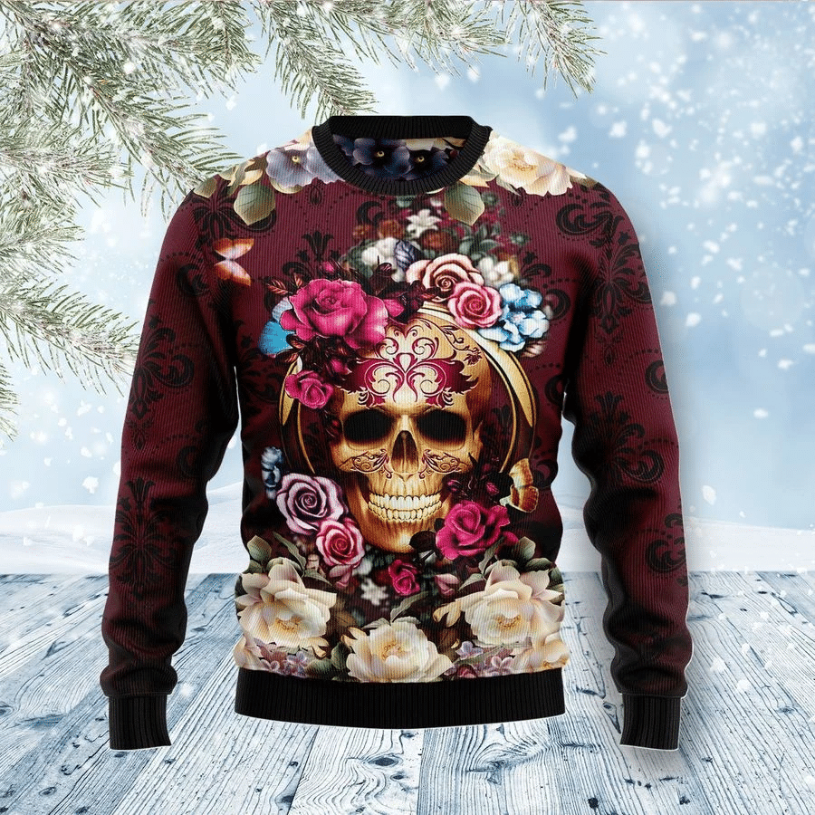 Skull FLower Ugly Christmas Sweater | For Men & Women | Adult | US3085- Best Christmas Gifts 2023