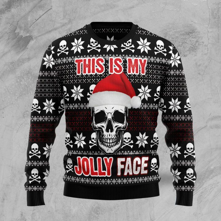 Skull Jolly Face Ugly Christmas Sweater | For Men & Women | Adult | US1846- Best Christmas Gifts 2023