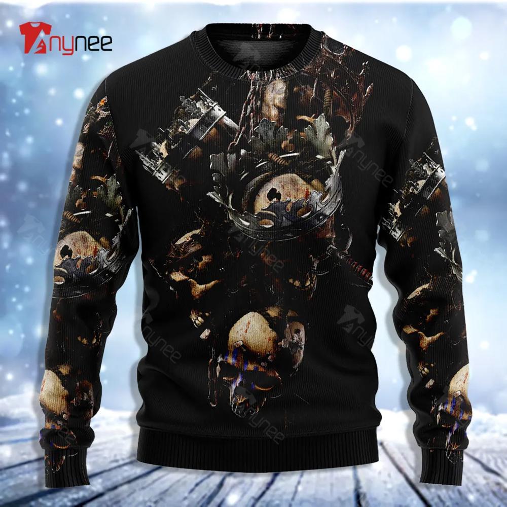 Skull Only In Their Death Can A King Live Forever Ugly Christmas Sweater- Best Christmas Gifts 2023