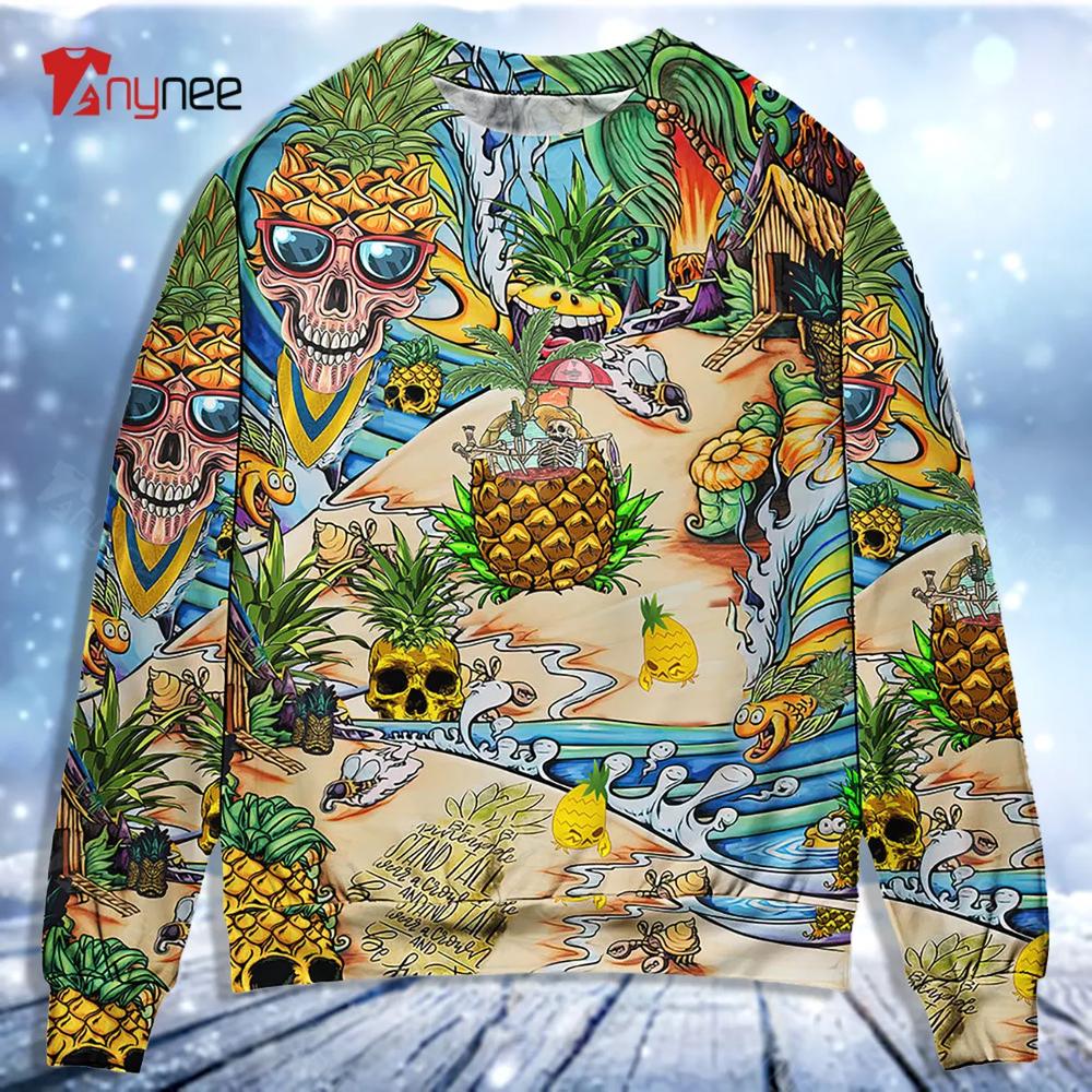 Skull Pineapple Fruit Amazing Ugly Christmas Sweater- Best Christmas Gifts 2023