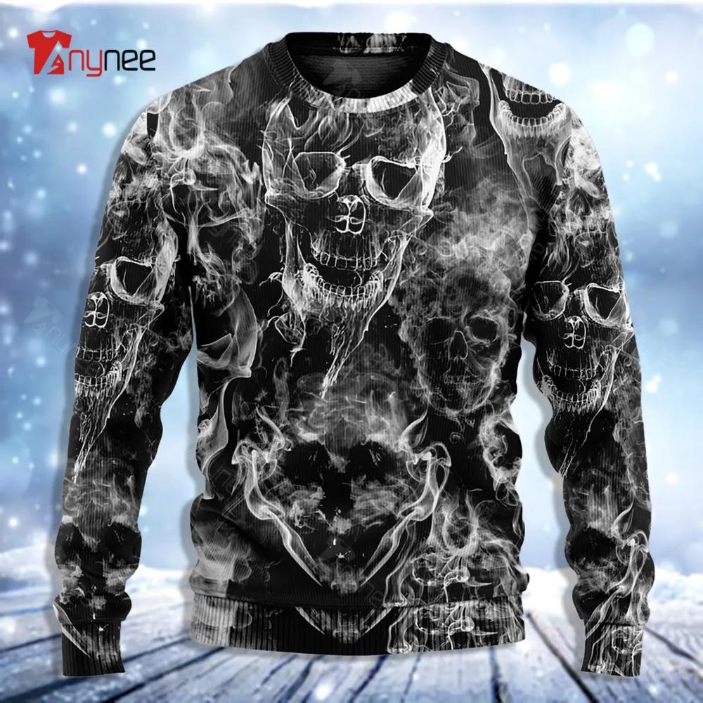 Skull Smoke Kill This Life Ugly Christmas Sweater- Best Christmas Gifts 2023