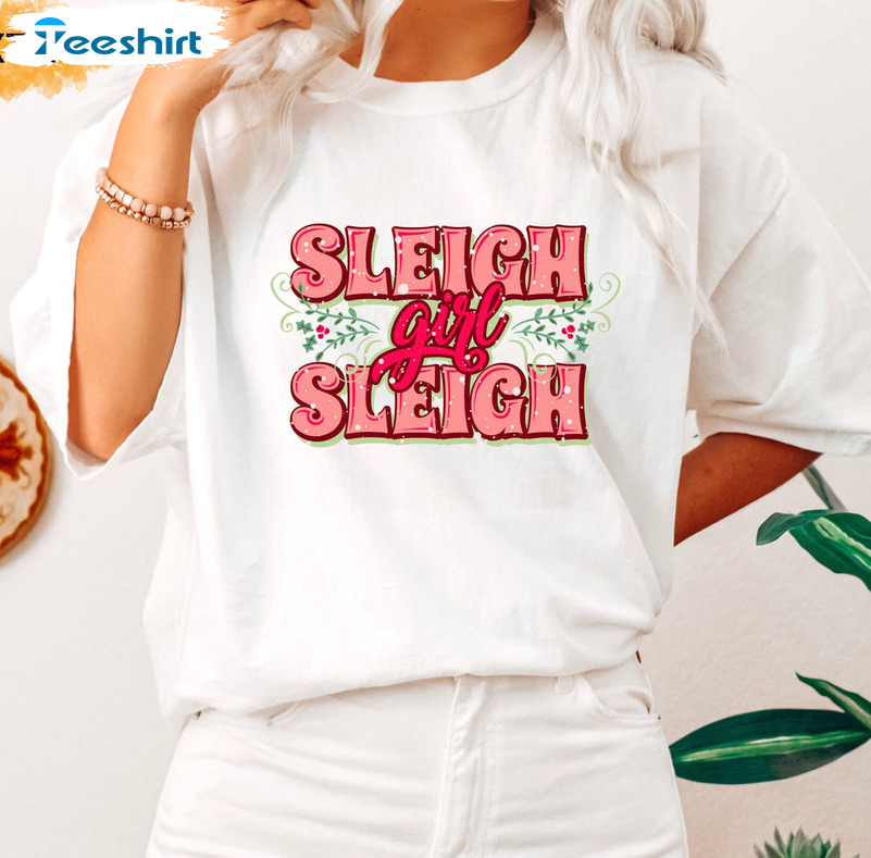 Sleigh Girl Sleigh Sweatshirt, Christmas Vintage Unisex Hoodie Short Sleeve