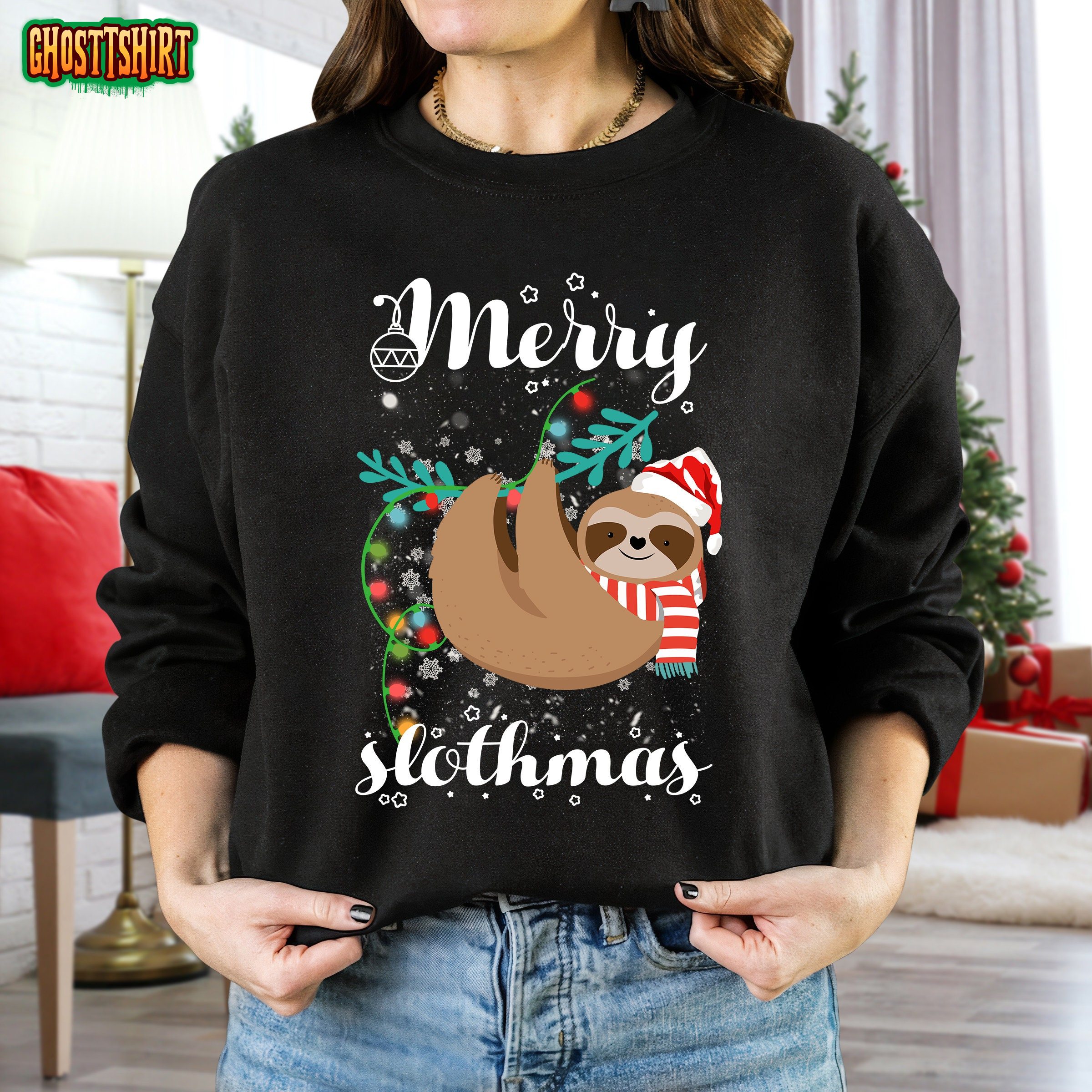 Sloth Christmas Merry Slothmas Tee Sweatshirt