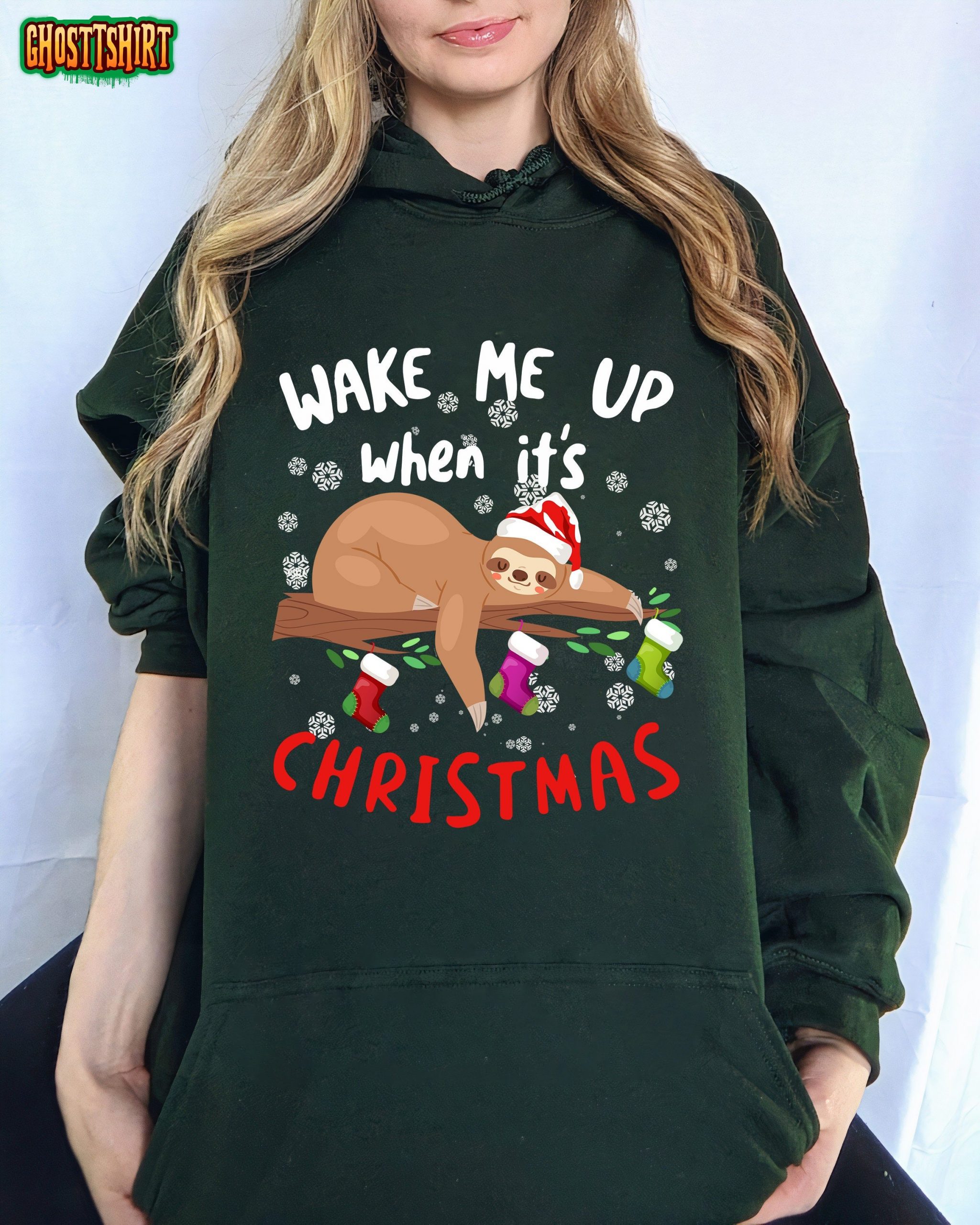 Sloth Christmas Wake Me Up When It’s Christmas Sweatshirt