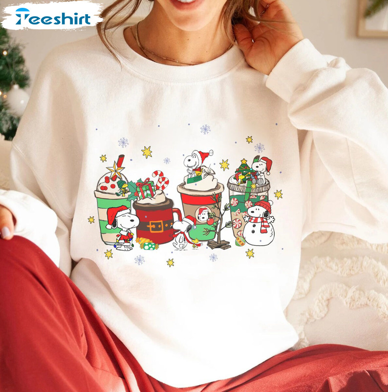 Snoopy Christmas Coffee Shirt, Peanuts Snoopy Unisex Hoodie Long Sleeve