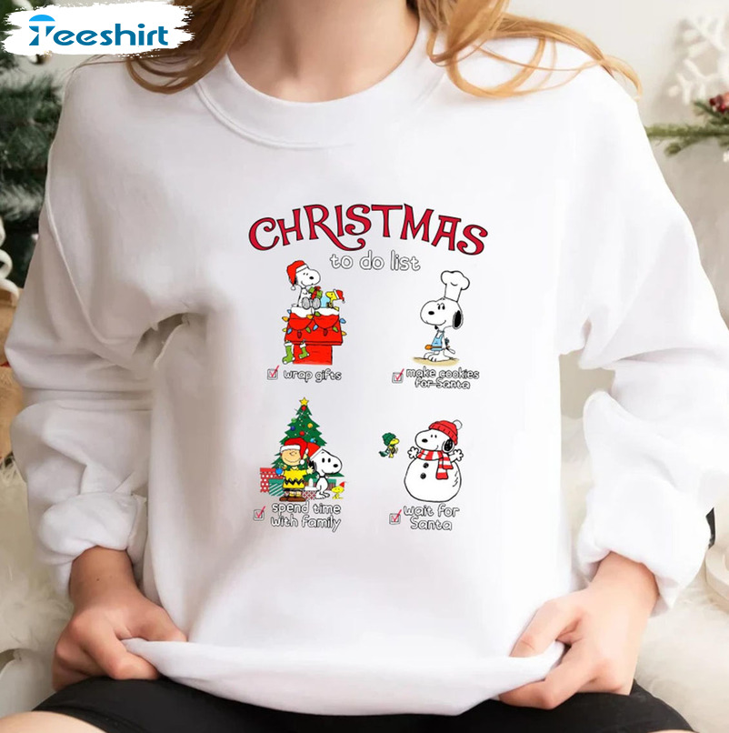 Snoopy Christmas Unisex Sweatshirt – Christmas To Do List Long Sleeve Sweater