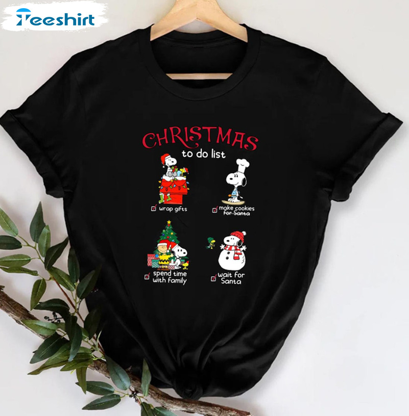 Snoopy Christmas Unisex Sweatshirt – Christmas To Do List Long Sleeve Sweater