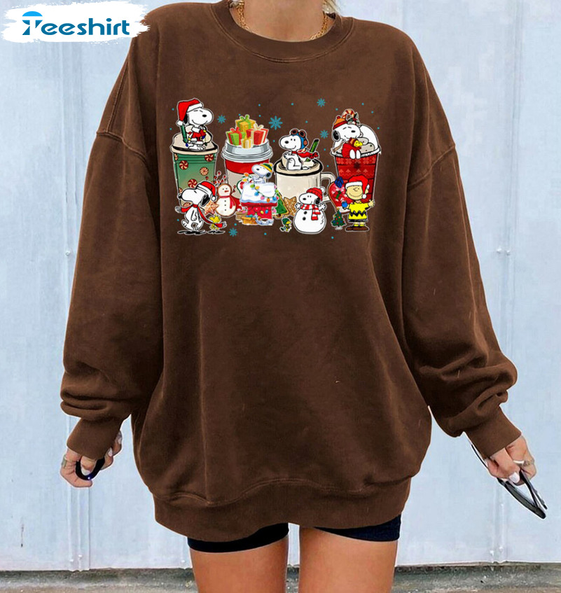 Snoopy Coffee Christmas Shirt, Peanuts Xmas Unisex T-shirt Long Sleeve