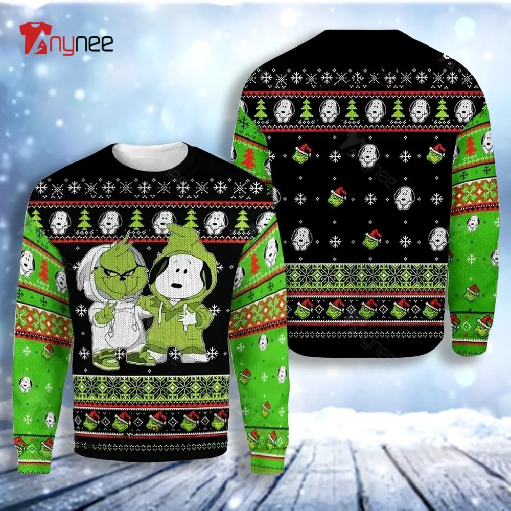 Snoopy Grinch Snoopy Grinch Gift Fan Ugly Christmas Sweater- Best Christmas Gifts 2023