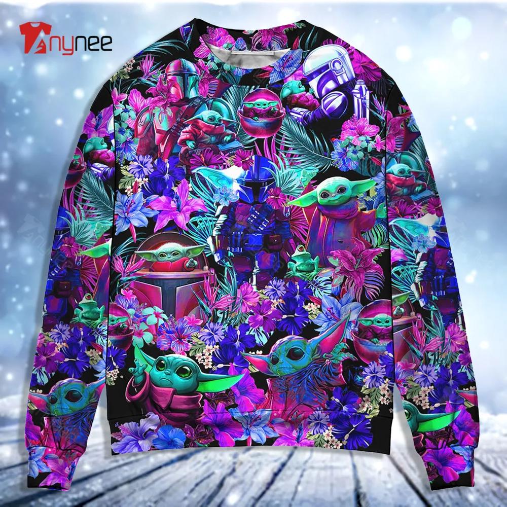 Special Star Wars Baby Yoda Synthwave Ugly Christmas Sweater- Best Christmas Gifts 2023