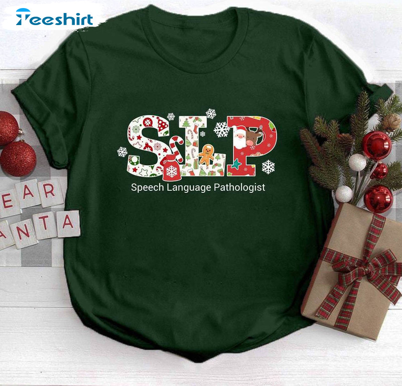 Speech Language Pathologist Shirt, Slp Christmas Tee Tops Crewneck