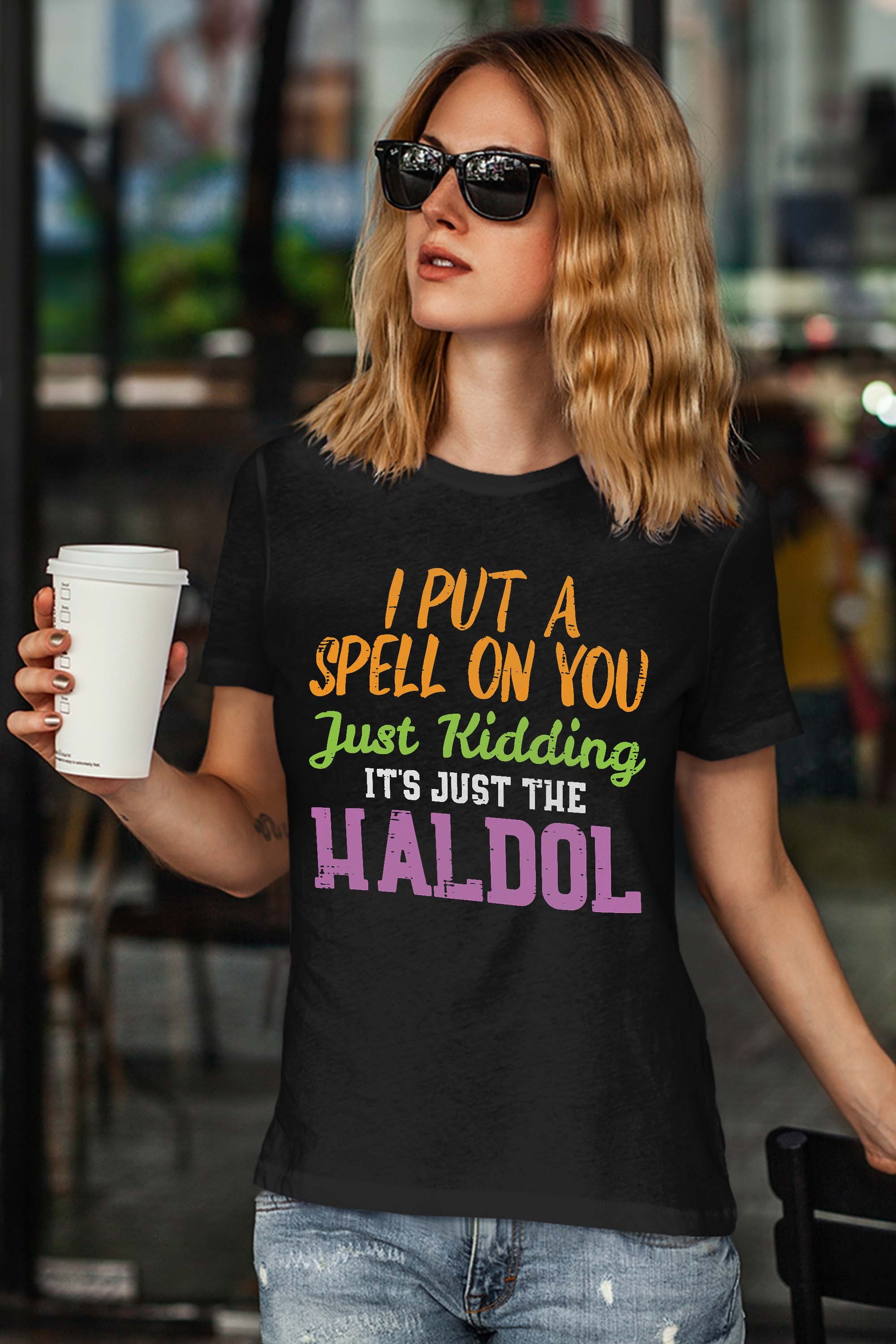 Spell Just Kidding Haldol Funny Nurse Halloween RN ICU Women T-Shirt