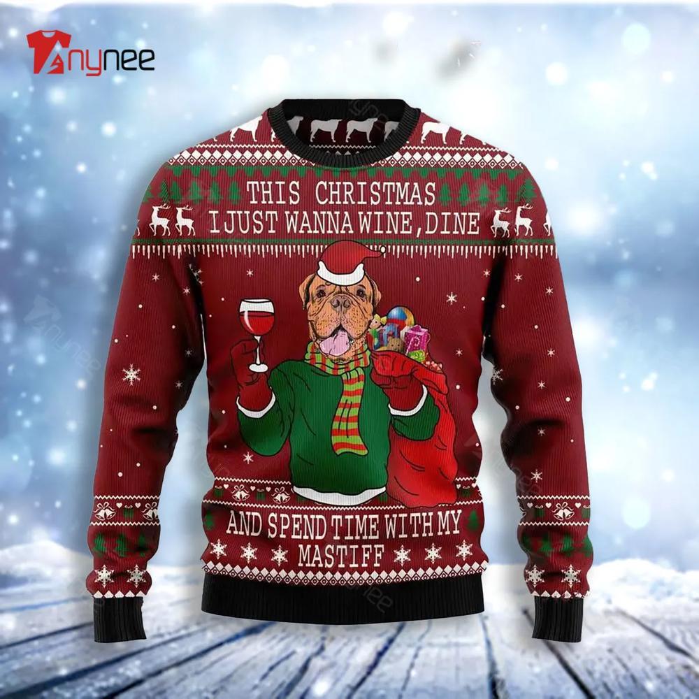 Spend Time With My Mastiff Ugly Christmas Sweater- Best Christmas Gifts 2023