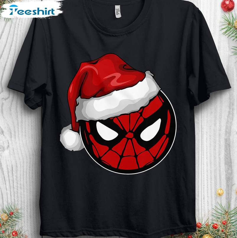 Spider Man Santa Hat Shirt, Marvel Christmas Sweater Short Sleeve