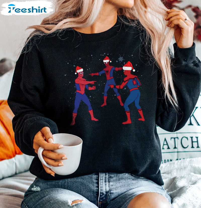 Spiderman Christmas Sweatshirt, Meme Marvel Avengers Sweater Short Sleeve