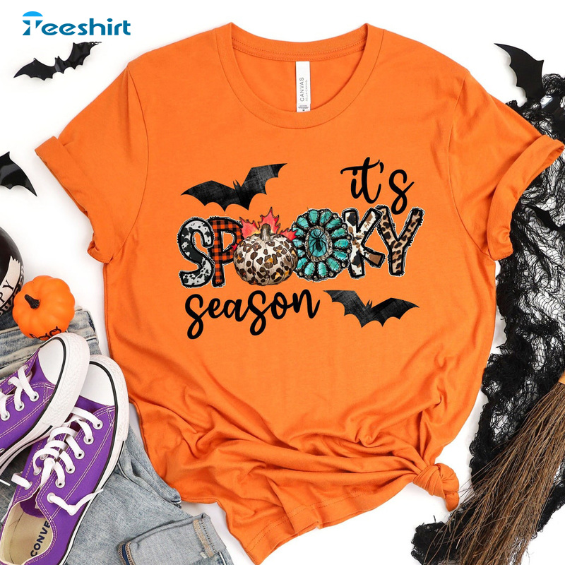 Spooky Season T Shirt – Halloween Bat And Pumpkin Shirt