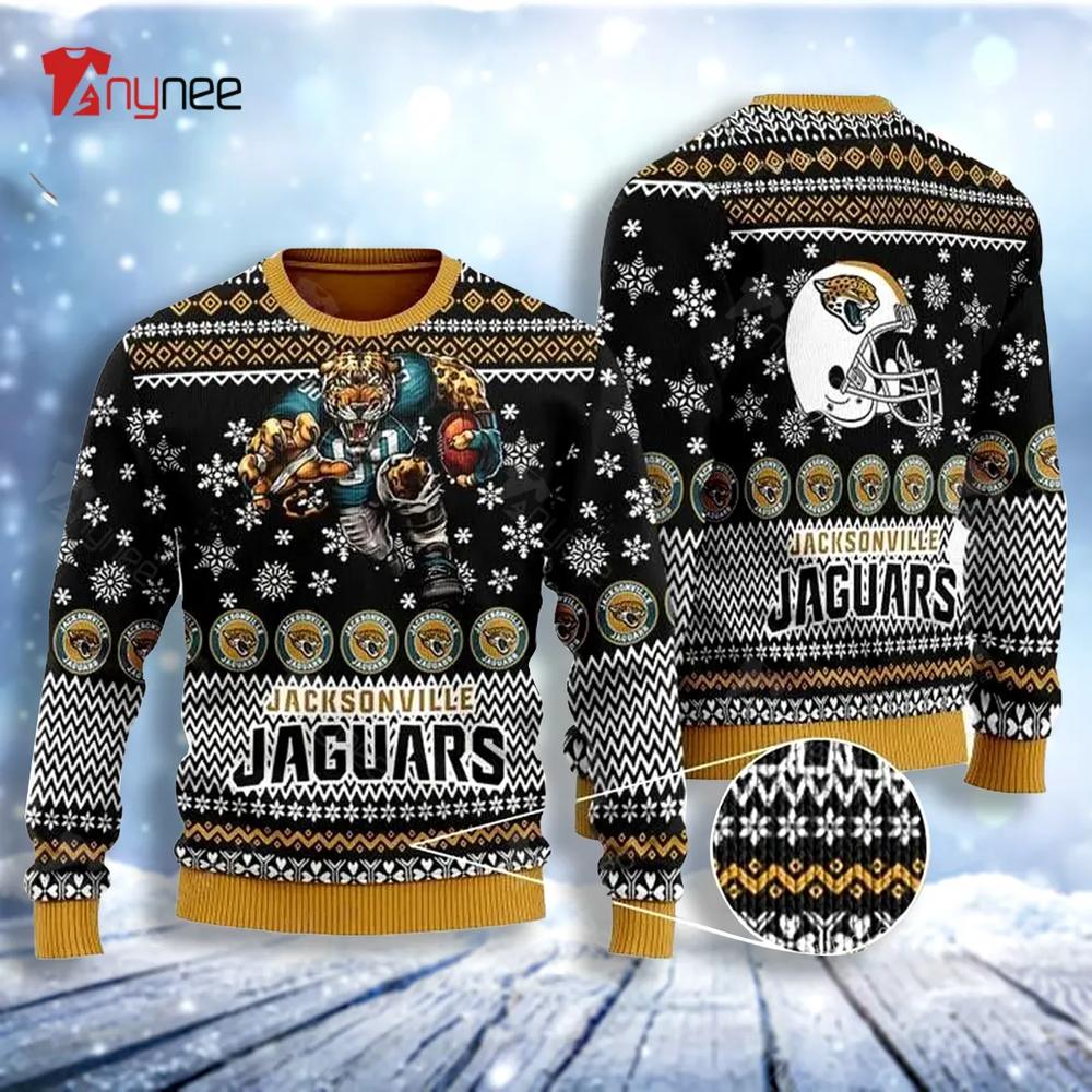 Sports Football Team Jacksonville Jaguar With The Mascot Jaxson De Ville Ugly Christmas Sweater- Best Christmas Gifts 2023