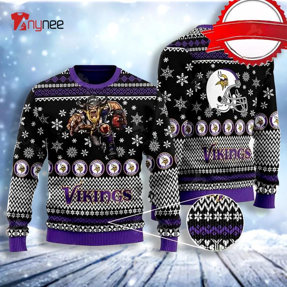 Sports Football Team Minnesotaviking With Helmet On The Back For Ugly Christmas Sweater- Best Christmas Gifts 2023