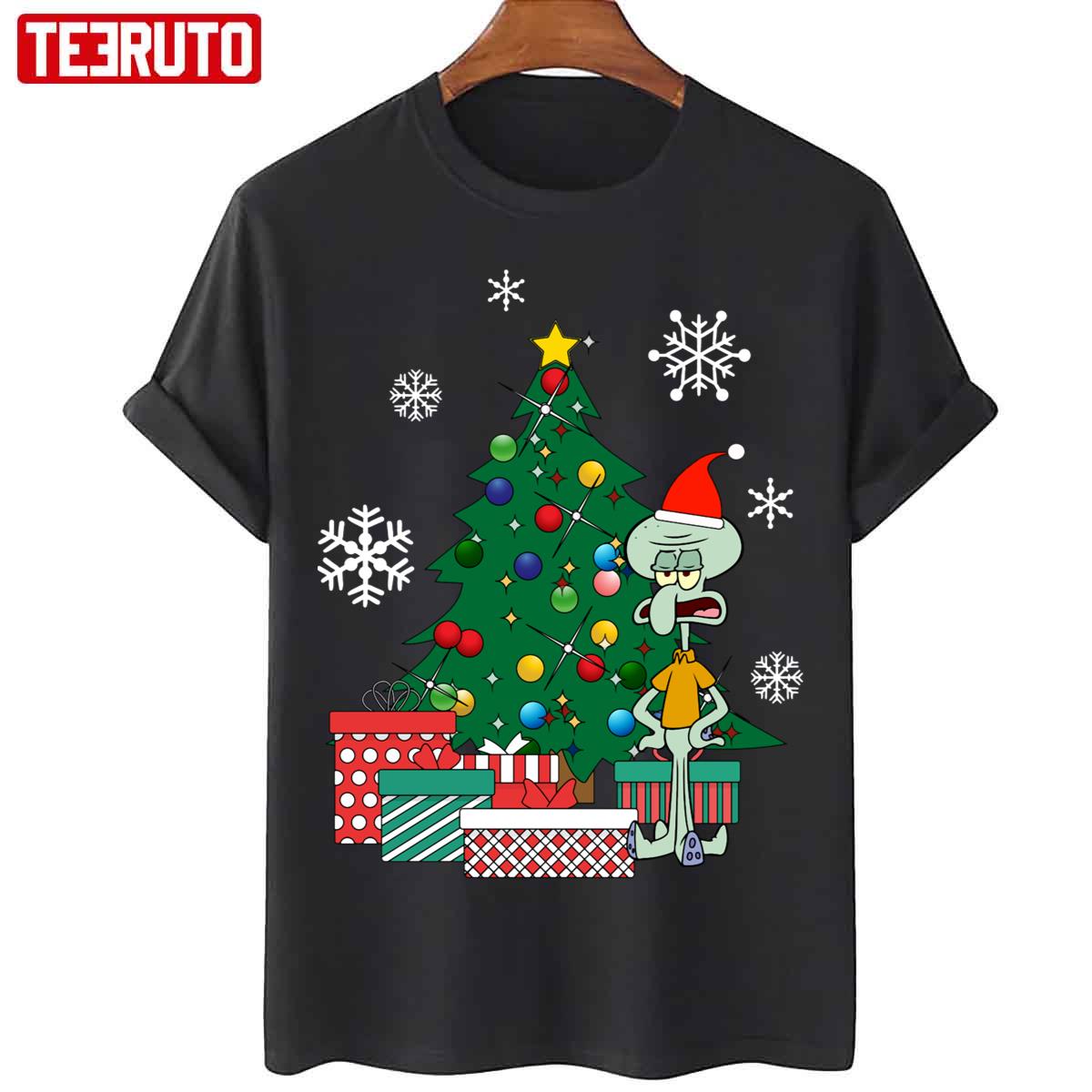 Squidward Tentacles Around The Christmas Tree Halloween Unisex T-Shirt