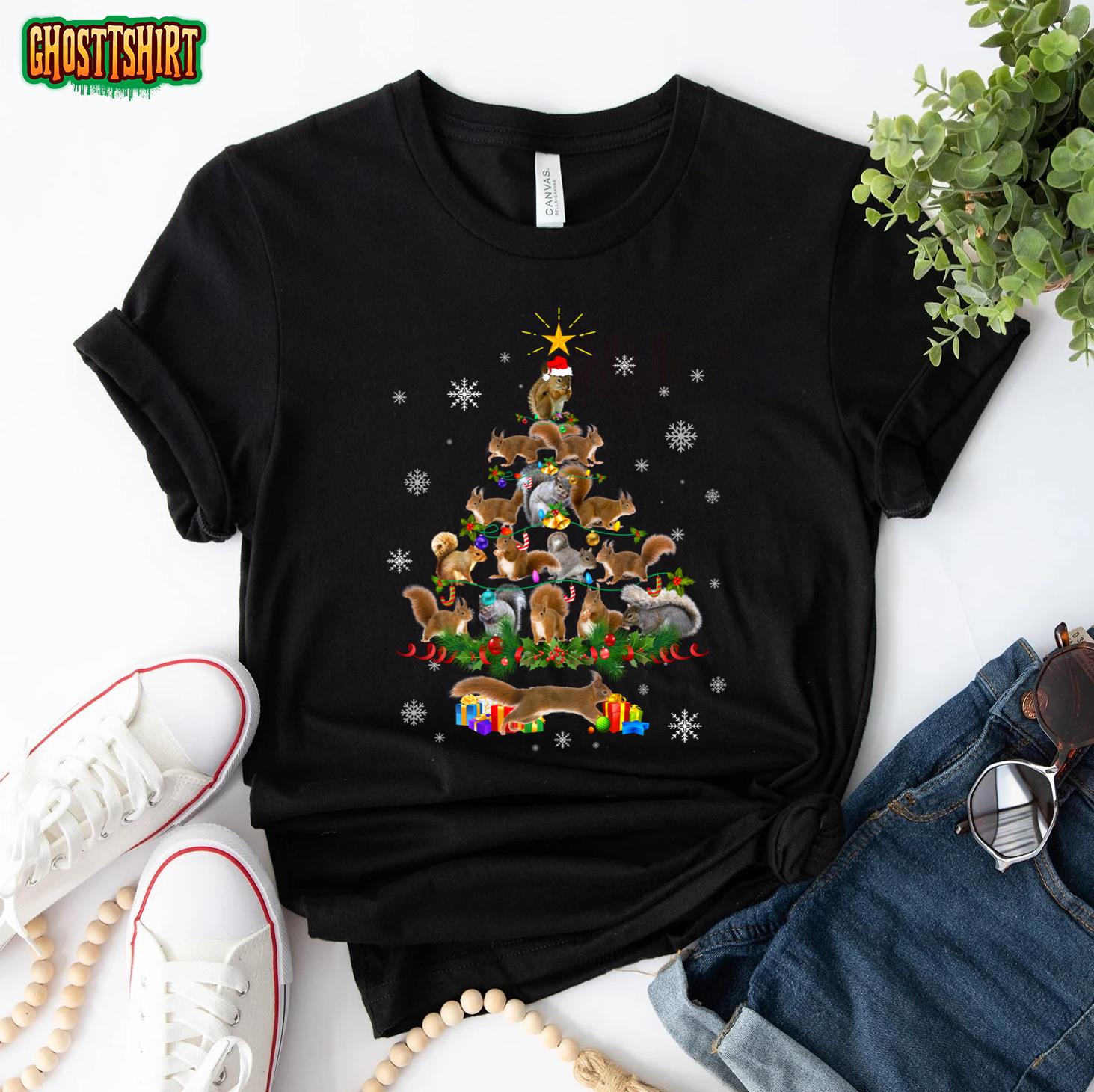 Squirrel Christmas Tree Lights Sweater Squirrel Christmas Sweatshirt