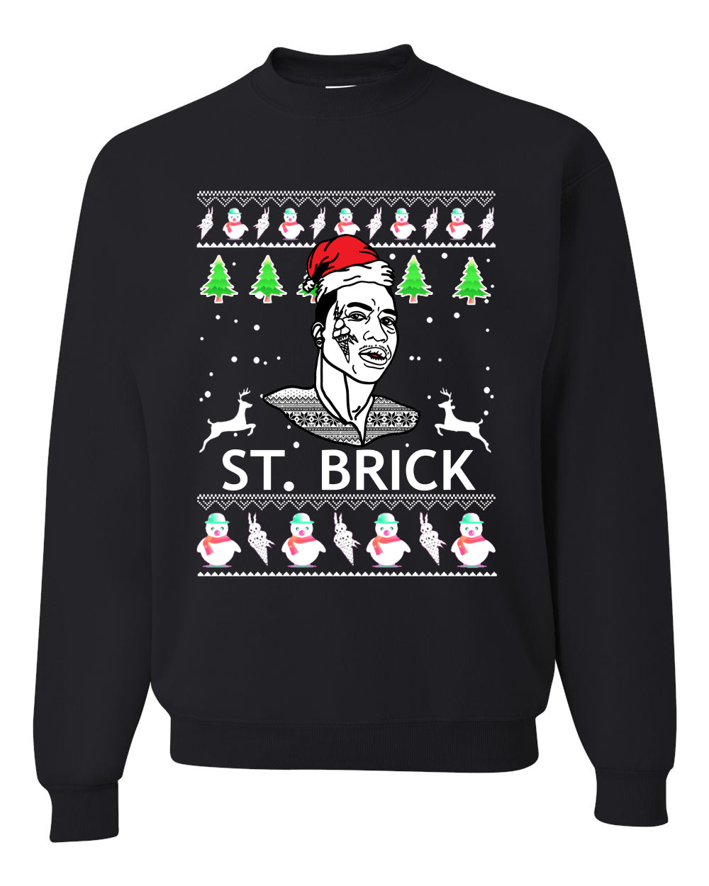 St. Bricks Funny Gucci Santa Brrr | Ice Cream Cocaine Snowman Ugly Christmas Sweater Unisex Crewneck Graphic Sweatshirt- Best Christmas Gifts 2023