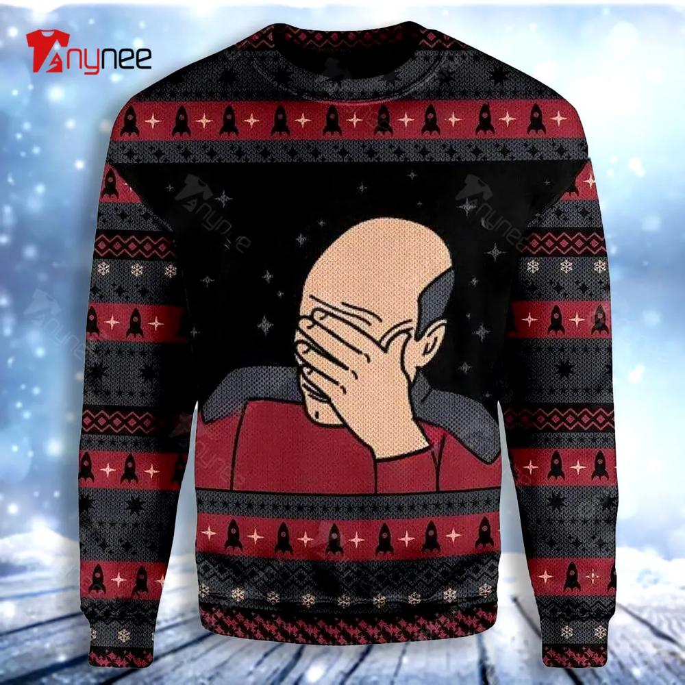 Star Trek Captain Picard Ugly Christmas Sweater- Best Christmas Gifts 2023