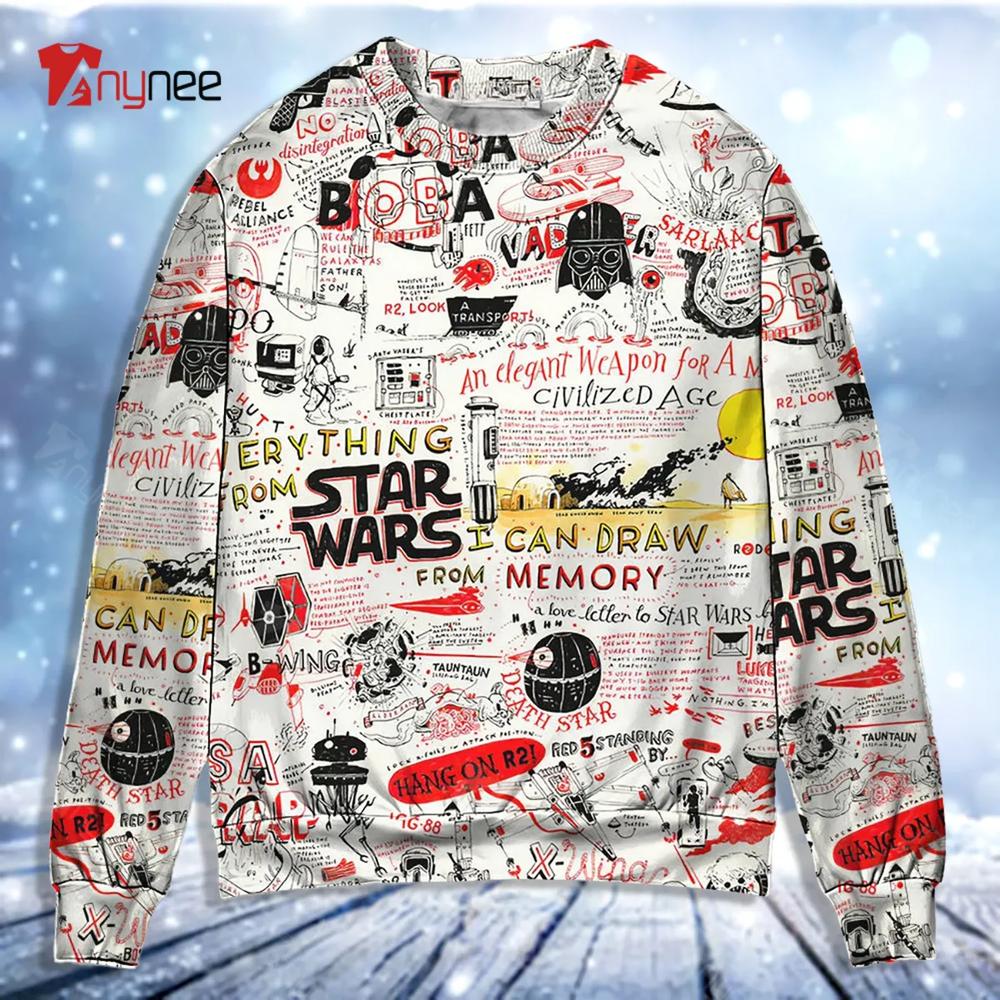 Star Wars All Funny Quotes Comic Style Ugly Christmas Sweater- Best Christmas Gifts 2023