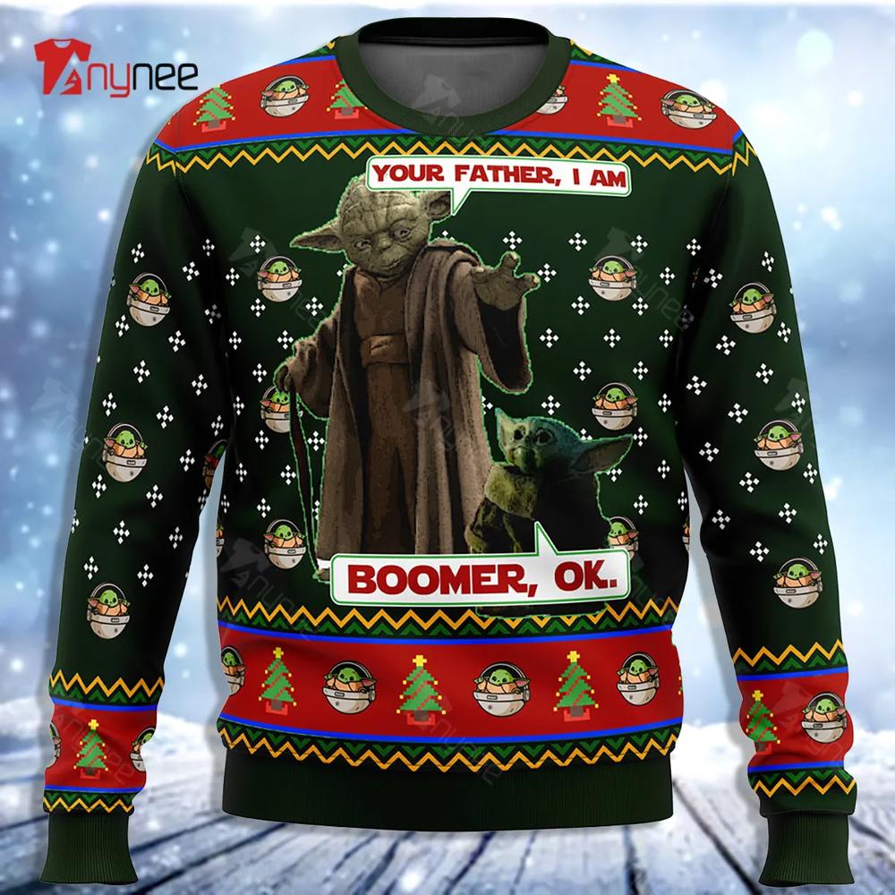 Star Wars Baby Yoda Boomer Star Wars Ugly Christmas Sweater- Best Christmas Gifts 2023