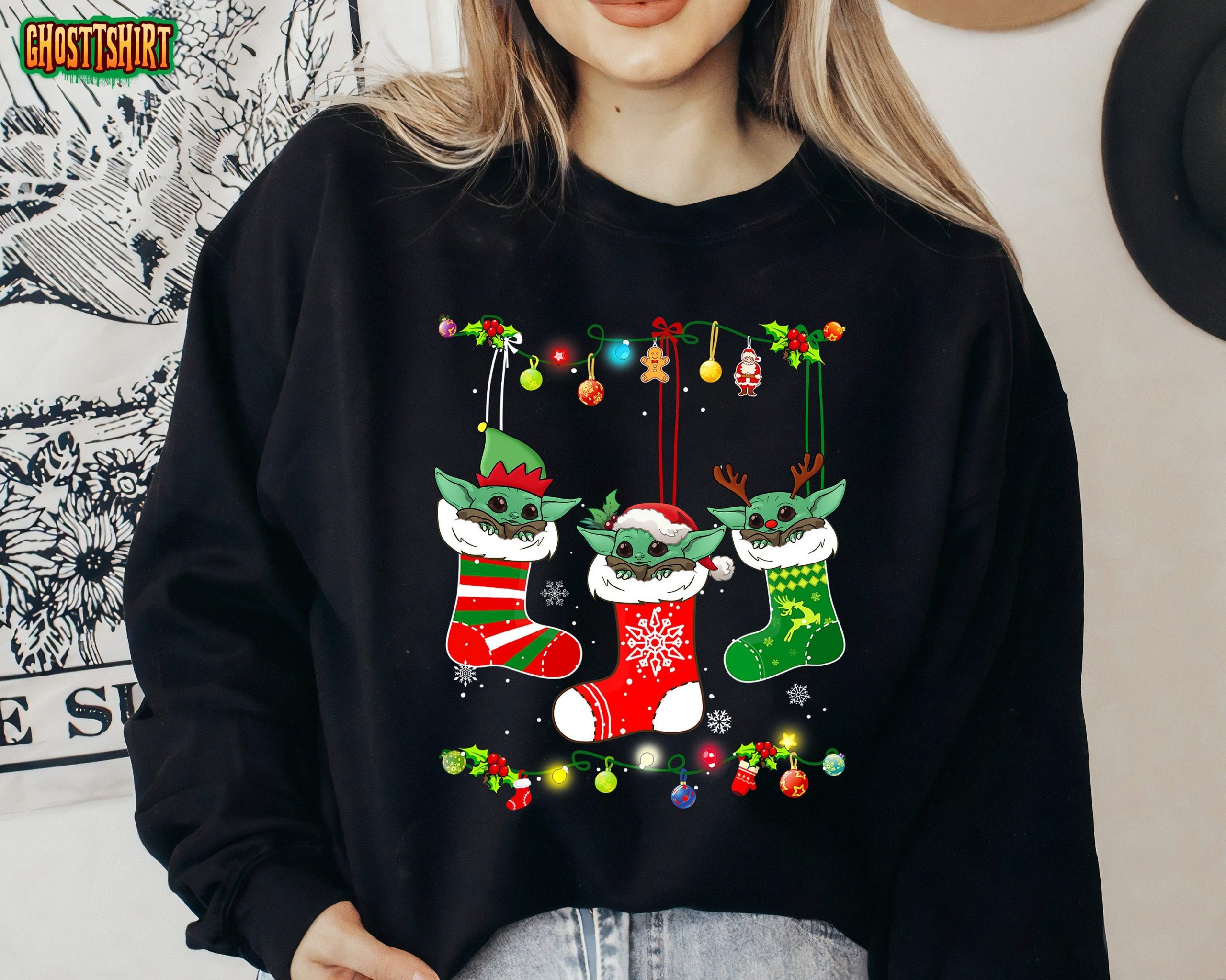 Star Wars Baby Yoda Christmas Socks Sweatshirt